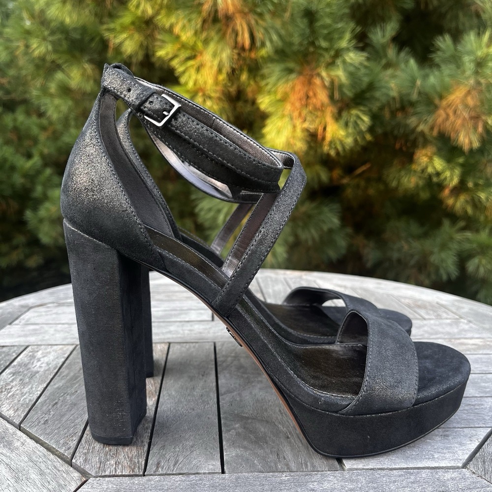 Michael Kors Charlize Sandal Size 10 Strappy Platform 4.5" Block Heel Metallic‎